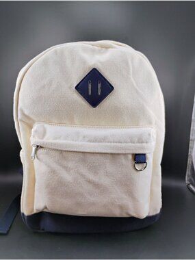 Wild Fable Canvas Backpack With Navy Accents & Front Zip Pocket